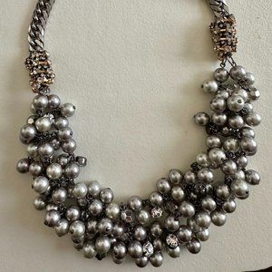 Stella & Dot | Cascading Ombré Grey Pearl & Hematite Isadora Statement Necklace